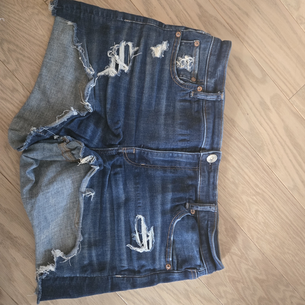 American Eagle Outfitters Blue Jean Shorts Distressed Cut-Off
